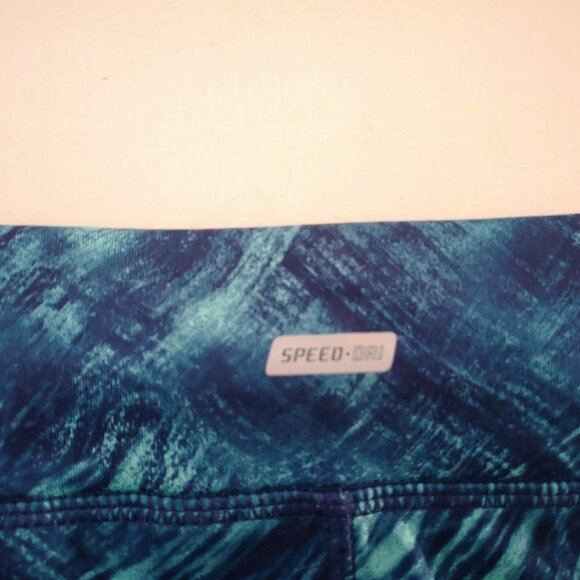Spalding Speed-Dri Ladies Green & Blue Pattern Size Large Leggings - Picture 9 of 11